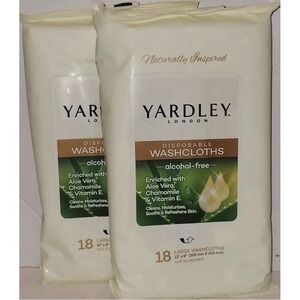 Lot 2 Disposable Washcloths 18/Pk by Yardley London 12 x 8" Long